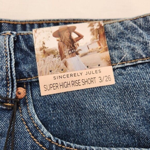 Sincerely Jules Super High Rise Shorts Denim Jean Shorts Womens Size 3/26 - Picture 2 of 6